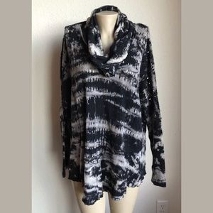 XCVI Oversized Cowl Neck Mesh Flowy sweater sz L